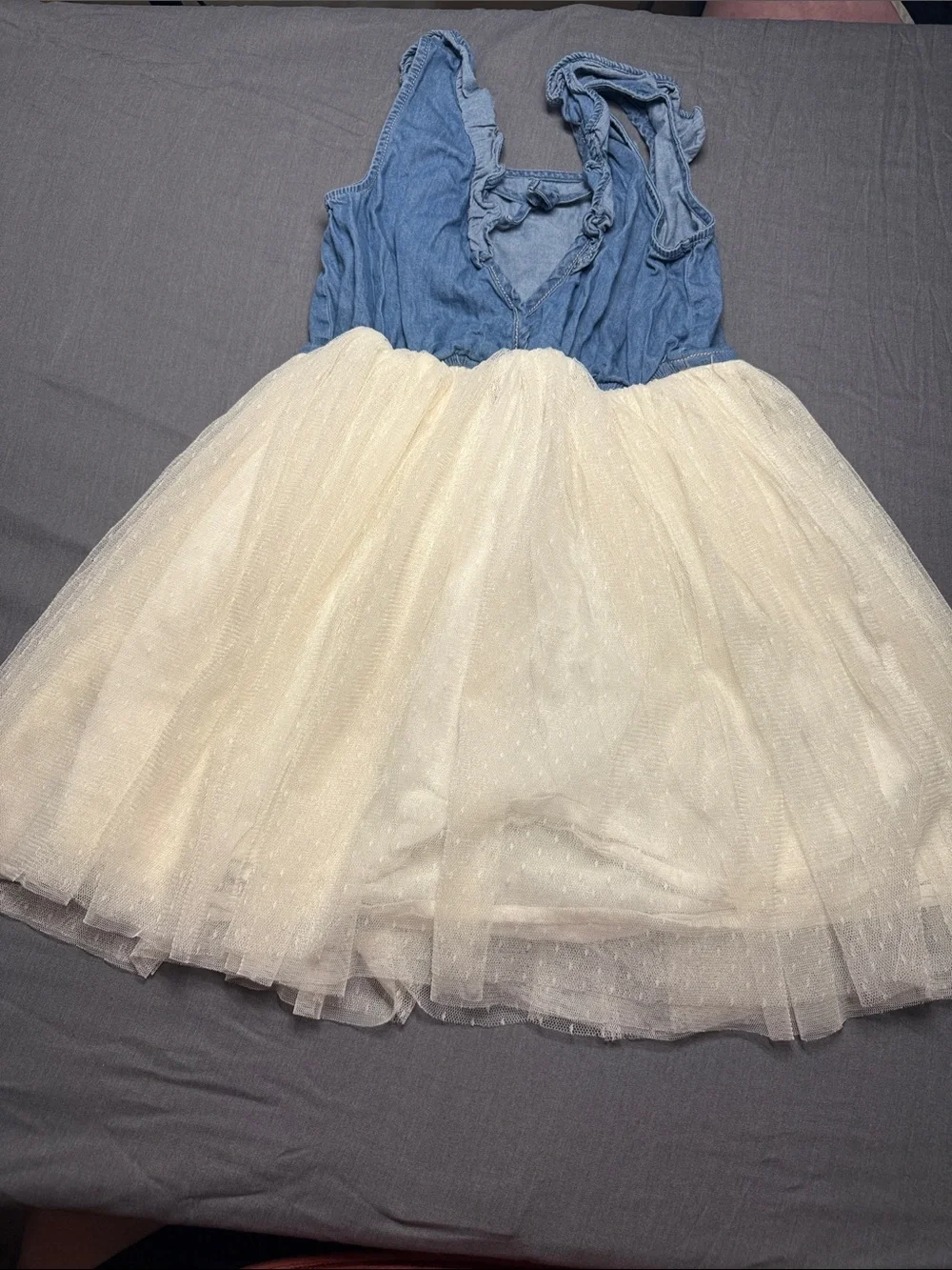 Calvin Klein Jeans Blue Denim Bodice with Cream Tulle Skirt